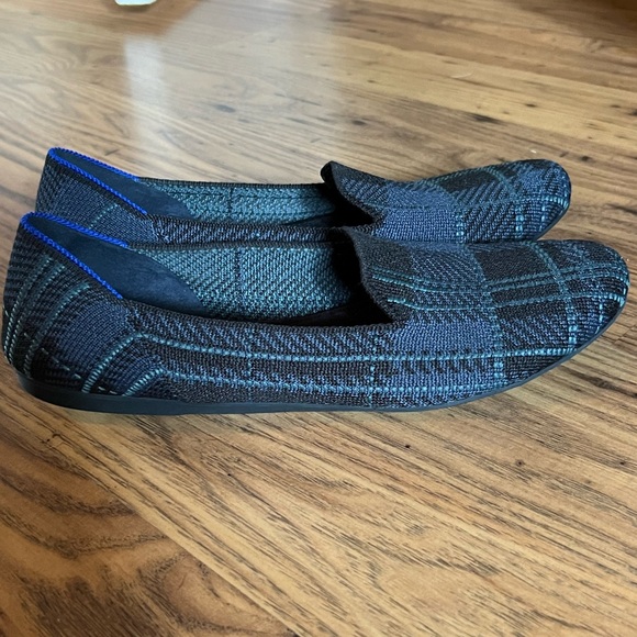 Rothy's Loafers in "Navy Plaid," navy /black / aquamarine, EUC, size 8 - Picture 3 of 4